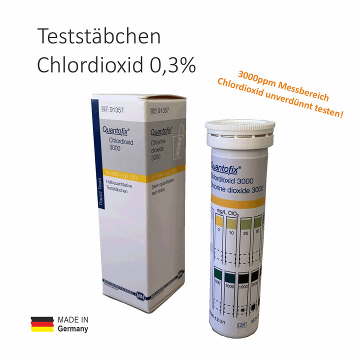 Chlorine Dioxide Test Strips up to 3000ppm / 0.3% CDS 100pcs.
