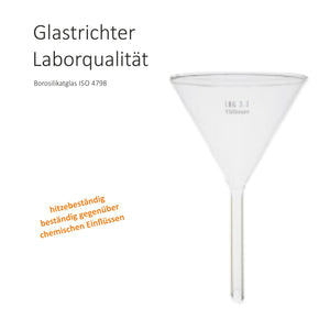 Embudo de vidrio 60 mm vidrio de Borosilicato Calidad del Laboratorio