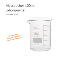 Cargar imagen en el visor de la galería, Un Vaso de medida de laboratorio, 100 ml de vidrio de borosilicato 3.3
